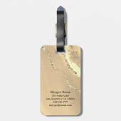 Goldener Achat, schwarzer Name & Monogramm, grüne  Gepäckanhänger (Rückseite vertikal)