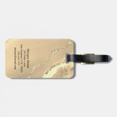 Goldener Achat, schwarzer Name & Monogramm, grüne  Gepäckanhänger (Rückseite horizontal)
