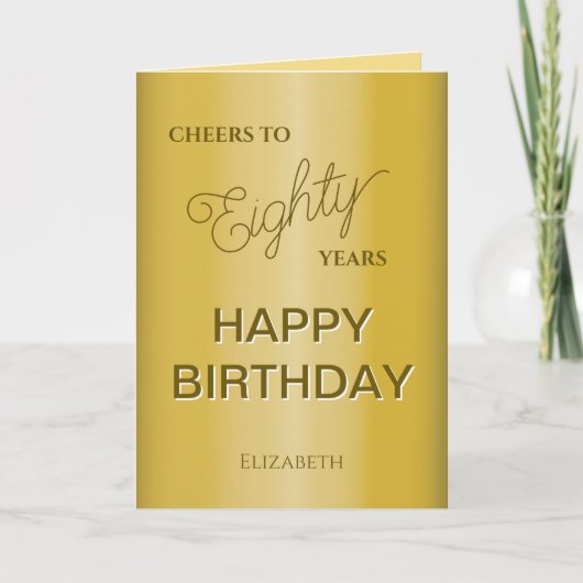Goldener Achtzigster Geburtstag Karte (Vorderseite)