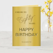 Goldener Achtzigster Geburtstag Karte (Gelbe Blume)