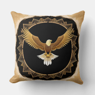 Goldener Adler auf geometrischer Mandala Kissen