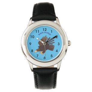 Goldener Adler, lustige Cartoon-Illustration Armbanduhr