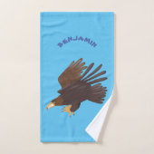 Goldener Adler, lustige Cartoon-Illustration Badhandtuch Set (Handtuch)