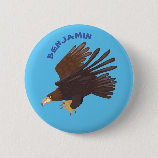 Goldener Adler, lustige Cartoon-Illustration Button (Vorderseite)