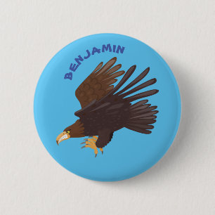 Goldener Adler, lustige Cartoon-Illustration Button