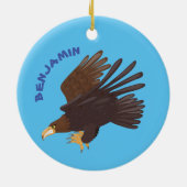 Goldener Adler, lustige Cartoon-Illustration Keramik Ornament (Hinten)