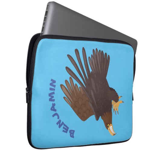 Goldener Adler, lustige Cartoon-Illustration Laptopschutzhülle (Vorne Rechts)