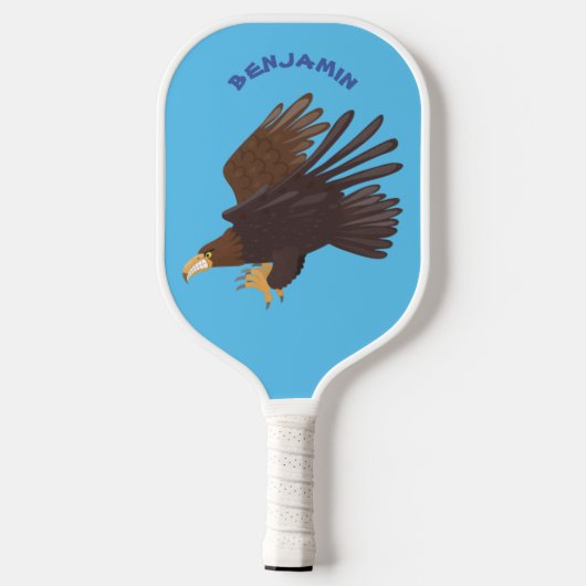 Goldener Adler, lustige Cartoon-Illustration Pickleball Schläger (Rückseite)