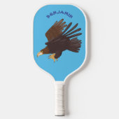 Goldener Adler, lustige Cartoon-Illustration Pickleball Schläger (Vorderseite)