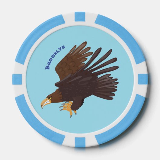 Goldener Adler, lustige Cartoon-Illustration Pokerchips (Vorderseite)