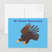 Goldener Adler, lustige Cartoon-Illustration Postkarte (Vorne/Hinten)