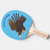 Goldener Adler, lustige Cartoon-Illustration Tischtennis Schläger (Seitenansicht)