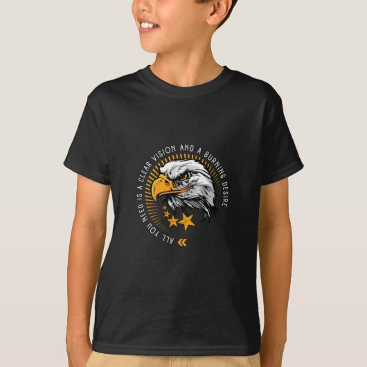 Goldener Adler mit Sternen und Zitat T-Shirt (Vorderseite)