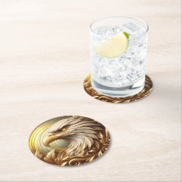 Goldener Adler symbolisiert Stärke und Freiheit Runder Pappuntersetzer