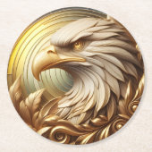 Goldener Adler symbolisiert Stärke und Freiheit Runder Pappuntersetzer (Vorderseite)