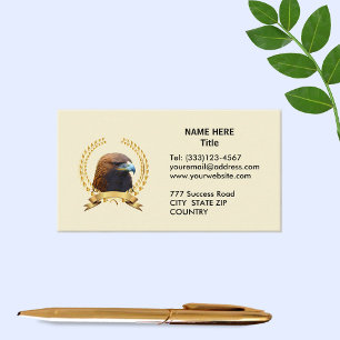 Goldener Adler und goldener Lorbeerkranz auf hellb Visitenkarte