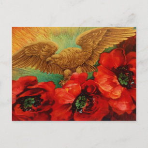 Goldener Adler und Vintage Pflaumen Postkarte