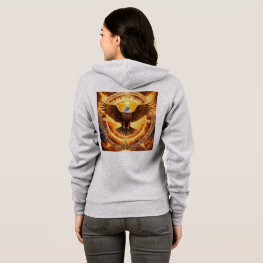 Goldener Adler Weibchen mit vollem Reißverschluss Hoodie (Schwarz voll)