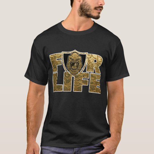 Goldener Affe BeastMode für das Leben T-Shirt (Vorderseite)