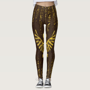 Goldener Ägypter Horus Falke und Hieroglyphen Leggings