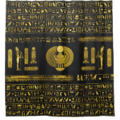 Goldener ägyptischer Scarabäus auf schwarzem Leder Duschvorhang (Vorderseite)