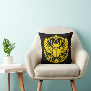 Goldener ägyptischer Skarabäus-Symbol Kissen