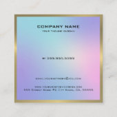 Goldener Akzent in Rosa und Blau Quadratische Visitenkarte (Rückseite)