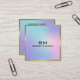 Goldener Akzent in Rosa und Blau Quadratische Visitenkarte