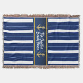 Goldener Anker an blauen Streifen Decke (Vorderseite)