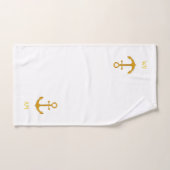 Goldener Anker auf blau und weiß Badhandtuch Set (Handtuch)