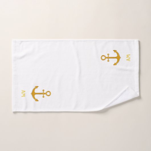 Goldener Anker auf blau und weiß Badhandtuch Set (Handtuch)