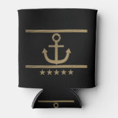 goldener Anker auf blauem Hintergrund. Dosenkühler (Vorderseite)