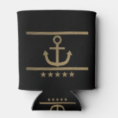 goldener Anker auf blauem Hintergrund. Dosenkühler (Rückseite)