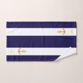 Goldener Anker auf marineblau und weiß gestreift Badhandtuch Set (Handtuch)