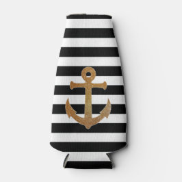 Goldener Anker auf Streifen Flasche Cooler Flaschenkühler