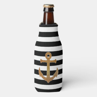 Goldener Anker auf Streifen Flasche Cooler Flaschenkühler