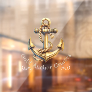 Goldener Anker | Klar Fensteraufkleber