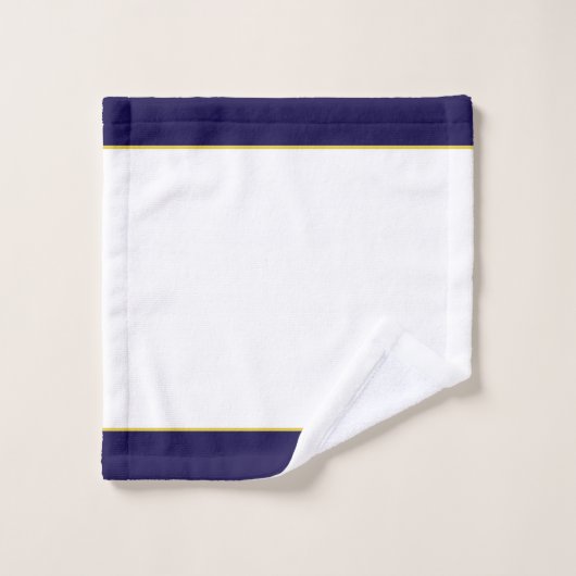 Goldener Anker & Monogramm auf marineblau-weißem B Badhandtuch Set (Waschlappen)