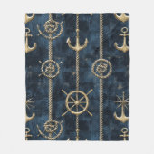 Goldener Anker & Steuer Nautilus-Muster Fleecedecke (Vorderseite)