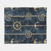 Goldener Anker & Steuer Nautilus-Muster Fleecedecke (Vorderseite (Horizontal))
