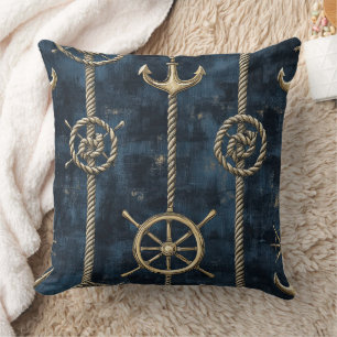 Goldener Anker & Steuerrad Nautilus-Muster Kissen