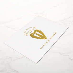Goldener Anzug Personalisiertes Heiratsantrag für  Folieneinladung
