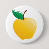 Goldener Apfel Helles Gelbes Obst Button (Vorderseite)