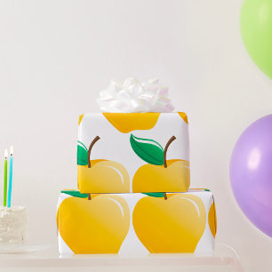 Goldener Apfel Helles Gelbes Obst Geschenkpapier
