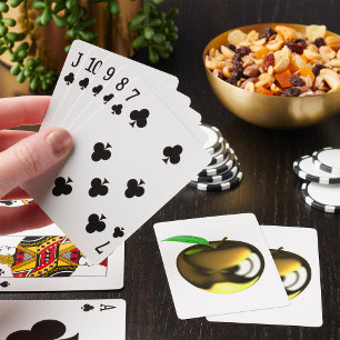 Goldener Apfel mit Blatt Glänzend Metallisch Spielkarten