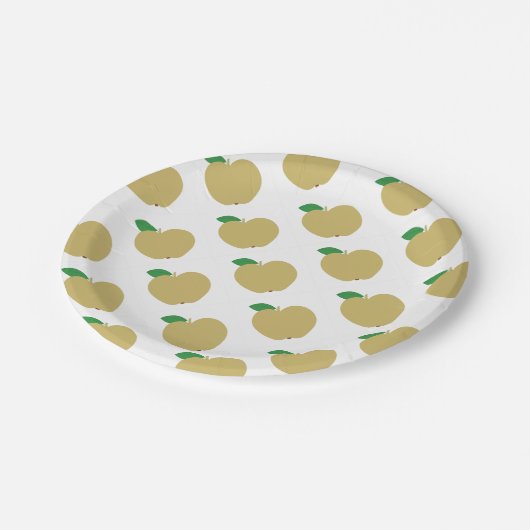 Goldener Apfel Pappteller (Schrägansicht)