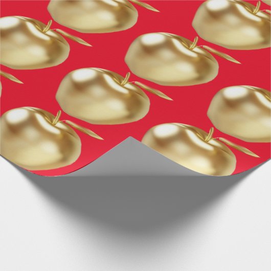 Goldener Apfel rot Geschenkpapier (Ecke)