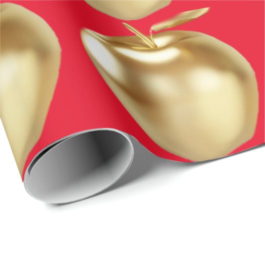 Goldener Apfel rot Geschenkpapier (Rolleneckpunkt)