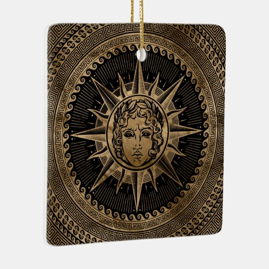 Goldener Apollo-Sonnengott auf griechischer Keramikornament (Rechts)