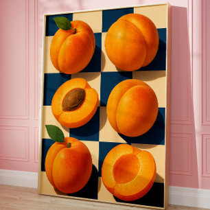 Goldener Aprikosen-Schachbrett-Kunstprint, Küche Poster